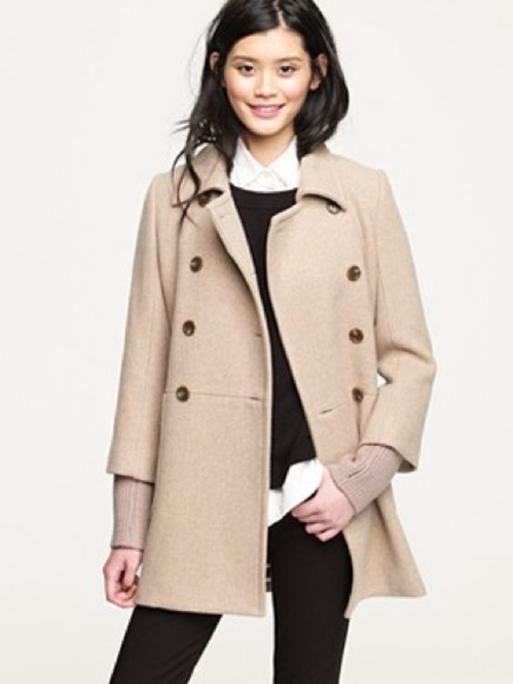 J.Crew Academy Wool Blend Double Breasted Peacoat